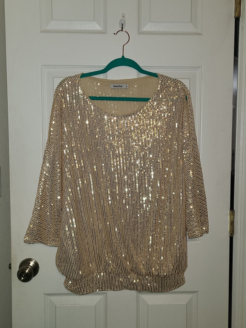 Jamison Gold Sequin Relaxed Scoop-Neck Top